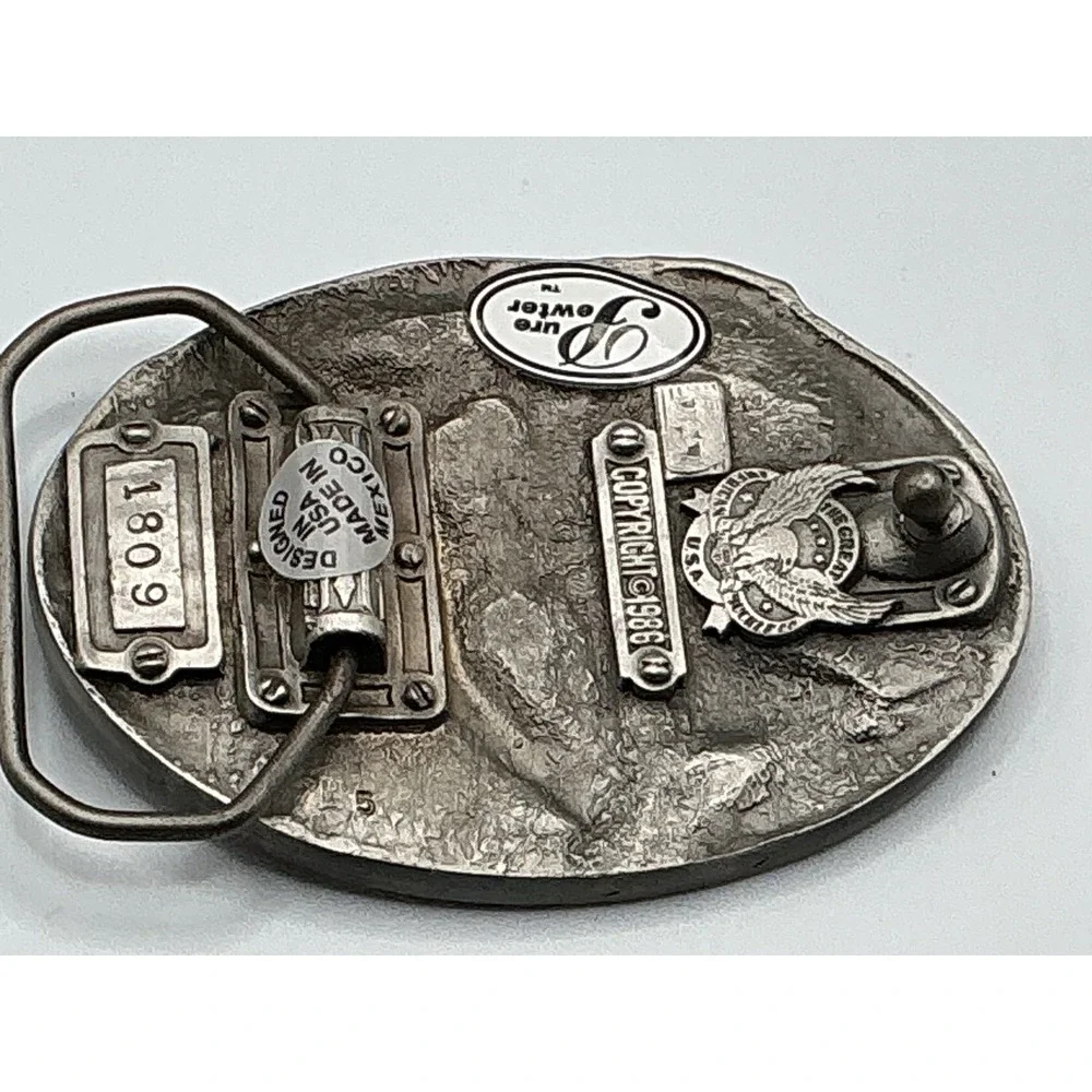 Vintage 1986 The Great American Buckle Co Linesman Pewter Belt Buckle 1809 Mens